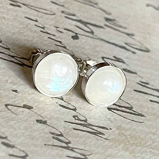 Moonstone Silver Ag925 Stud Earrings / Strieborné náušnice s mesačným kameňom