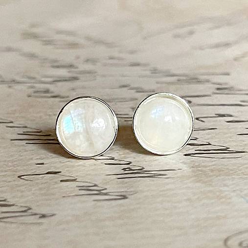 Moonstone Silver Ag925 Stud Earrings / Strieborné náušnice s mesačným kameňom