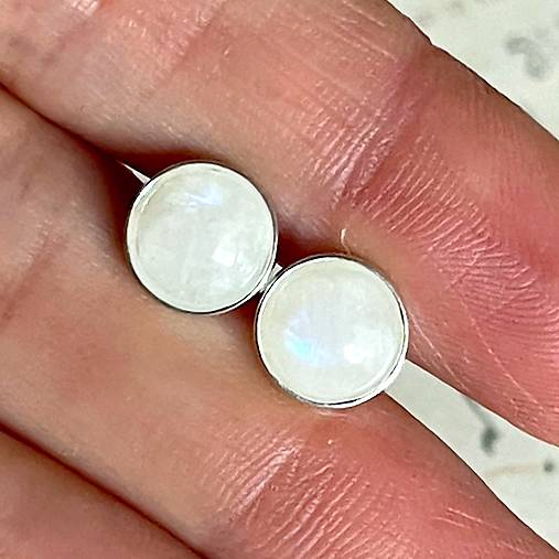 Moonstone Silver Ag925 Stud Earrings / Strieborné náušnice s mesačným kameňom