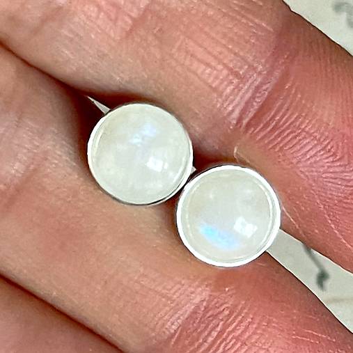 Moonstone Silver Ag925 Stud Earrings / Strieborné náušnice s mesačným kameňom