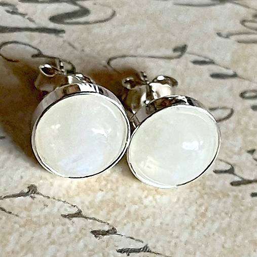 Moonstone Silver Ag925 Stud Earrings / Strieborné náušnice s mesačným kameňom