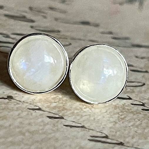 Moonstone Silver Ag925 Stud Earrings / Strieborné náušnice s mesačným kameňom