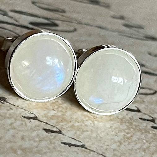 Moonstone Silver Ag925 Stud Earrings / Strieborné náušnice s mesačným kameňom