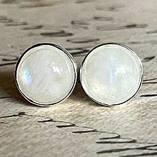 Náušnice - Moonstone Silver Ag925 Stud Earrings / Strieborné náušnice s mesačným kameňom - 13946136_