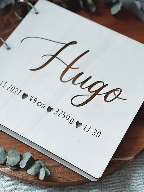 Papiernictvo - Detský drevený fotoalbum simple, personalizovaný - 13946745_