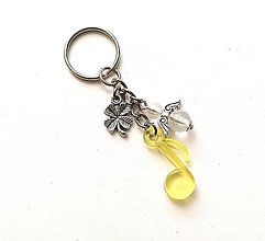 Kľúčenky - Kľúčenka "nota" s anjelikom (žltá) - 13945561_