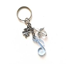 Kľúčenky - Kľúčenka "nota" s anjelikom (modrá) - 13945571_