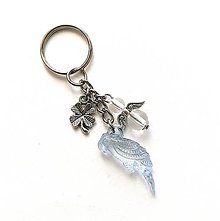 Kľúčenky - Kľúčenka "papagáj" s anjelikom (modrá) - 13945873_