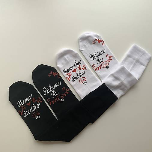 Maľované ponožky pre babku s nápisom: (Maminka Babka/ Ľúbime Ťa”)