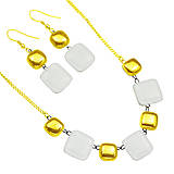Sady šperkov - Sada šperkov biela so zlatom, české sklo, segmentová 7+2 - 13944848_
