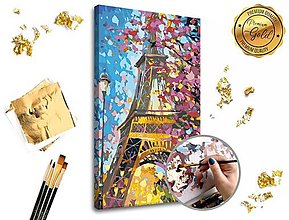 Obrazy - Maľovanie podľa čísel PREMIUM GOLD – Eiffel Tower - 13943203_