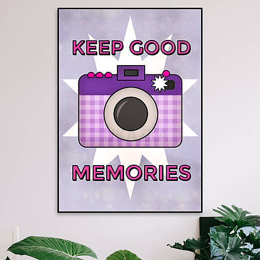 Grafika Keep good memories (káro)