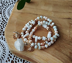 Náramky - Dámsky náramok - onyx, perla, brúsené sklenené korálky - 13947520_