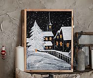 Obrazy - Vianočná dedinka akvarelovy obraz výtlačok (print) - 13950216_