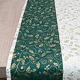 Úžitkový textil - IZABELA 1- zlaté cezmíny na zelenej a smotanovej - behúň - 13947769_
