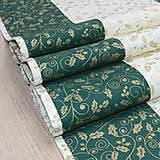 Úžitkový textil - IZABELA 1- zlaté cezmíny na zelenej a smotanovej - behúň - 13947770_