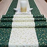Úžitkový textil - IZABELA 1- zlaté cezmíny na zelenej a smotanovej - behúň - 13947773_