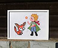Malý princ a líška - výšivka, obraz