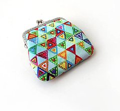 Peňaženky - Peňaženka mini Farebné trojuholníky - 13950038_