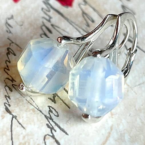 Opalite Earrings AG925 / Strieborné náušnice s opalitom brúseným