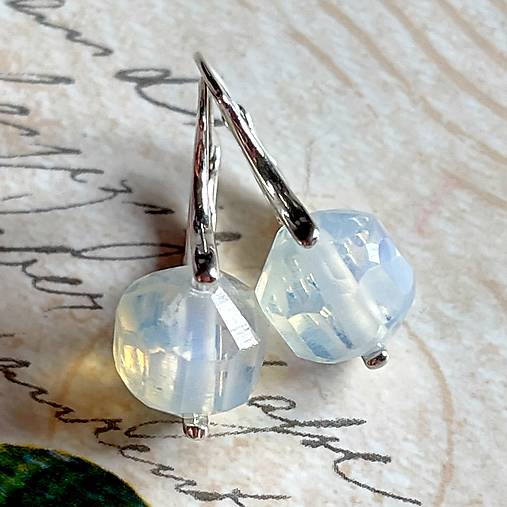 Opalite Earrings AG925 / Strieborné náušnice s opalitom brúseným