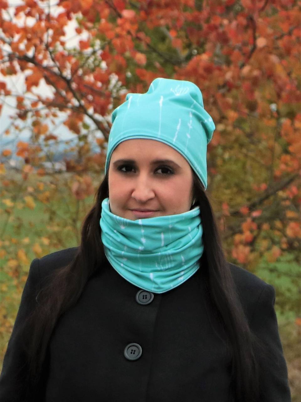 Botanica zelená úpletová čiapka, nákrčník alebo set