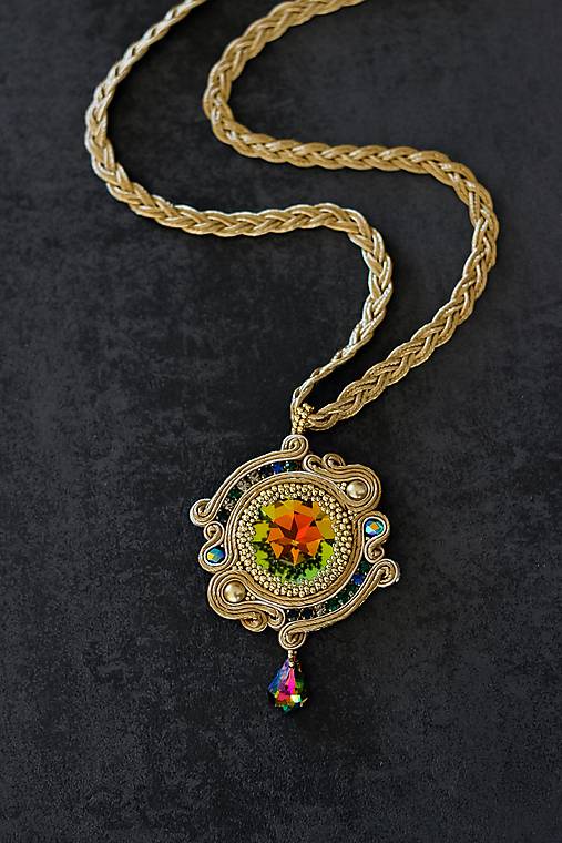 Darčekový set šujtášových šperkov - náhrdelník a náušnice (Sahara krištáľ)