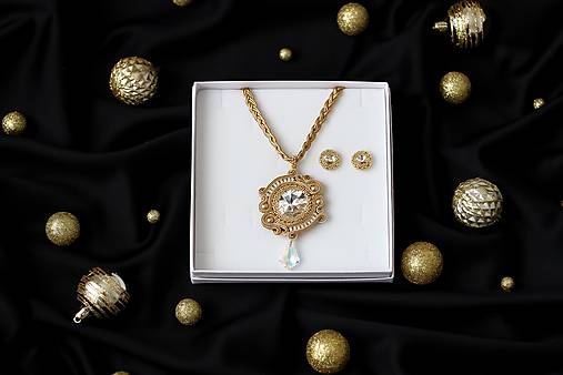 Darčekový set šujtášových šperkov - náhrdelník a náušnice (Crystal krištáľ)