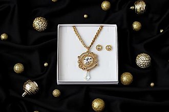 Sady šperkov - Darčekový set šujtášových šperkov - náhrdelník a náušnice (Crystal krištáľ) - 13952546_