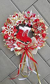 Dekorácie - Vianočný veniec adventny alebo na dvere s jutou (Červené korčule) - 13953376_