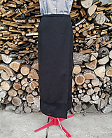 Čierna ľanová zavinovacia sukňa s čipkou