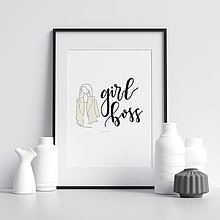 Grafika - Print "girl boss" (Béžová) - 13954476_