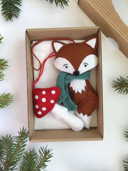 Dekorácie - Líška a muchotrávka - darčeková sada - 13954553_