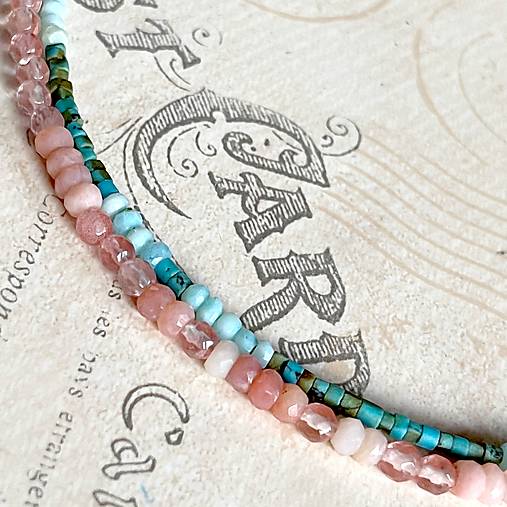 Luxury Tyrkenite & Blue Opal Steel Choker Necklace / Bracelet / Náhrdelník alebo dvojitý náramok opál, tyrkenit