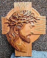 Dekorácie - Drevorezba Kríž Ježiš - 13957856_
