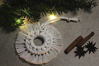 Dekorácie - Macramé vianočné ozdoby na stromček (Veľká okrúhla vločka) - 13956591_