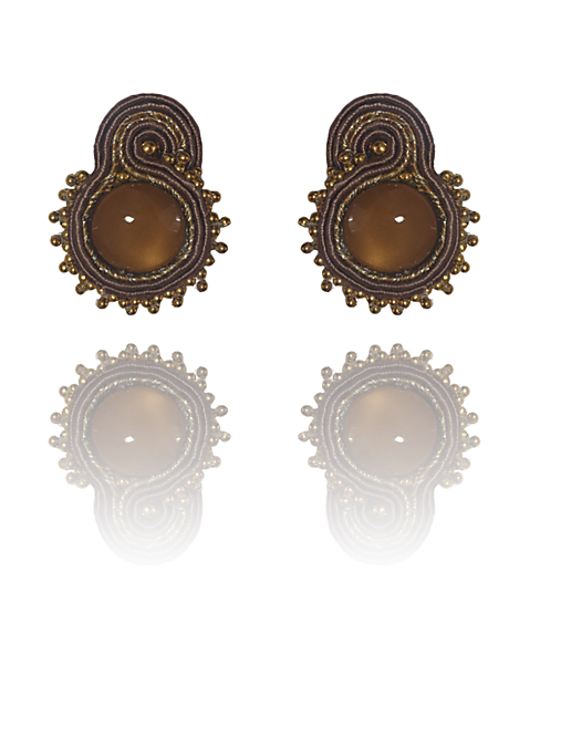 Marrone handmade soutache náušnice - autorské šperky LEKIDA
