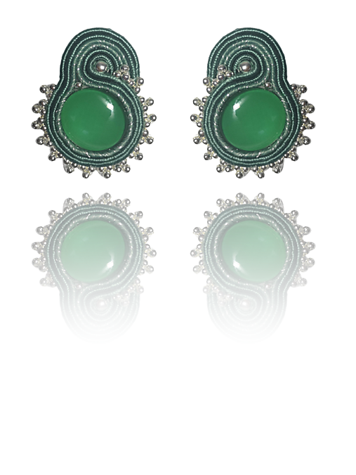 Verde handmade soutache náušnice - autorské šperky LEKIDA