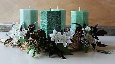 Sviečky - Adventné sviečky - zelený odtieň - 13957062_