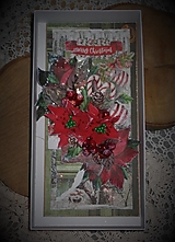 Papiernictvo - Podlhovastý vianočný pozdrav VIANOČNÉ RUŽE v krabičke vhodné aj na peňažný dar - 13964654_