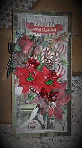 Papiernictvo - Podlhovastý vianočný pozdrav VIANOČNÉ RUŽE v krabičke vhodné aj na peňažný dar - 13964659_