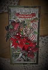 Papiernictvo - Podlhovastý vianočný pozdrav VIANOČNÉ RUŽE v krabičke vhodné aj na peňažný dar - 13964663_