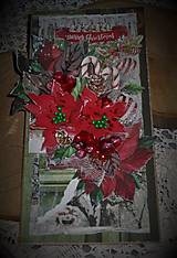 Papiernictvo - Podlhovastý vianočný pozdrav VIANOČNÉ RUŽE v krabičke vhodné aj na peňažný dar - 13964664_
