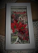 Papiernictvo - Podlhovastý vianočný pozdrav VIANOČNÉ RUŽE v krabičke vhodné aj na peňažný dar - 13964665_