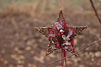 Dekorácie - Vianočná dekorácia - hviezda "Rose gold v červené" - 13962078_