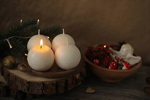 Sviečky - Adventné sviečky - gule - 13961172_