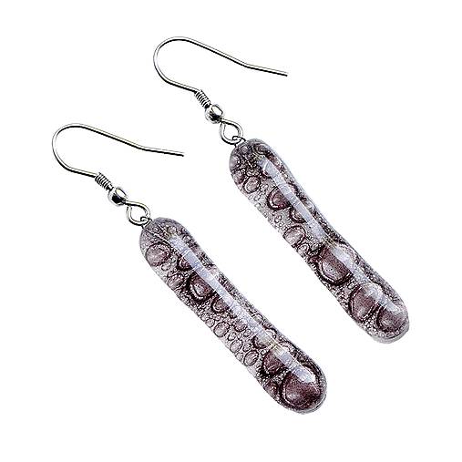 Náušnice - Náušnice hnedé české bublinkové sklo 4cm - 13962697_