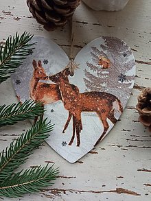 Dekorácie - Vianočná dekorácia jelenčeky zasneženej krajine - 13960070_