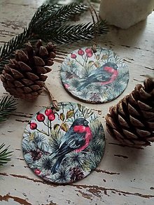 Dekorácie - Vianočná dekorácia vtáčik  (8cm) - 13964587_