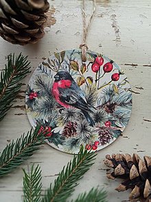 Dekorácie - Vianočná dekorácia vtáčik  (10cm) - 13964597_